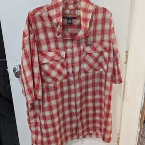 Men's Casual Red Plaid Button-Down Shirt